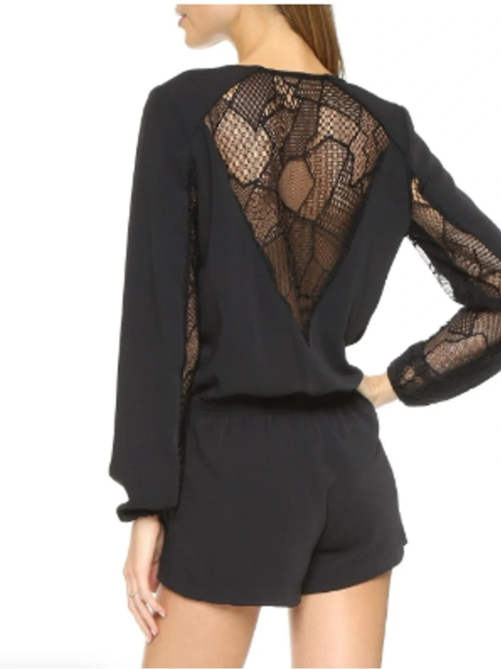 Parker Black Lace Mesh Long Sleeve Romper XS NWT Cocktail
